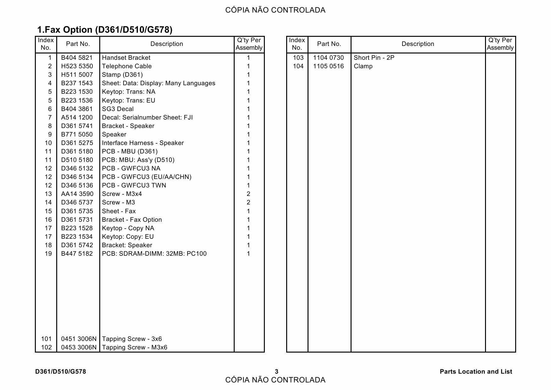 RICOH Options D361 D510 G578 FAX-OPTION-TYPE-3350-3351 Parts Catalog PDF download-3